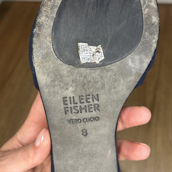 Eileen Fisher Women’s 8 Pumps Kitten Heel Ankle Strap Navy Blue Dressy Leather - Picture 8 of 8